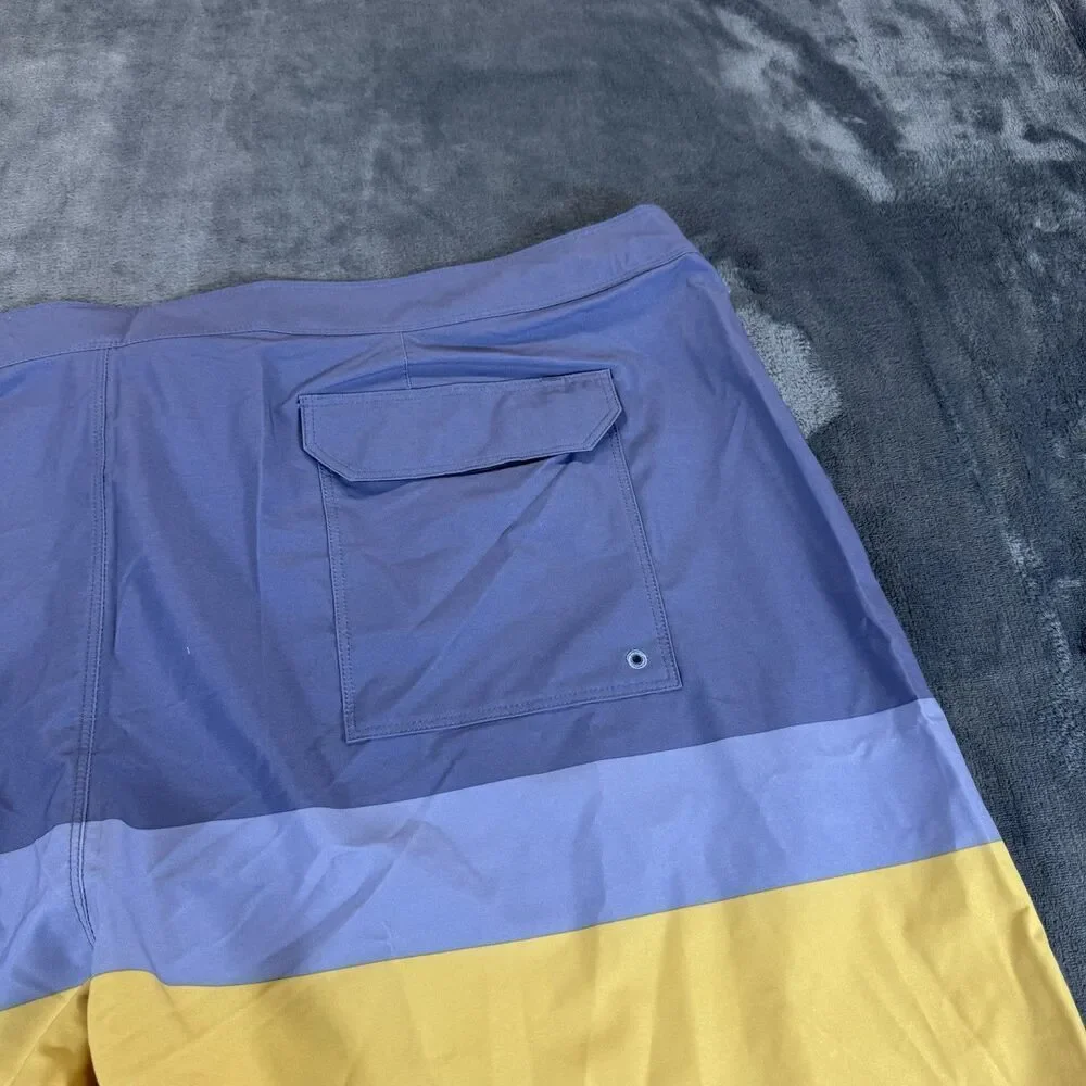 Patagonia 44 Hydropeak Board Shorts Striped Swim Trunks Point Current Blue NWOT
